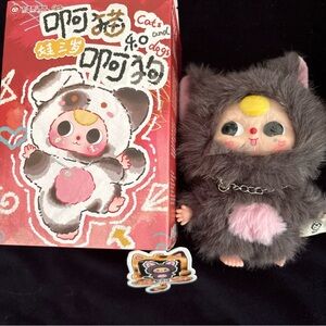 Baby Three Gray and Pink Cats and Dogs Series  Stuffed Toy/ Purse charm